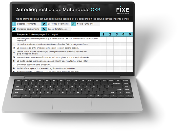 FIXE CONSULTING LP MOCKUP IMG AUTODIAGNOSTICO DE MATURIDADE OKR FIXE